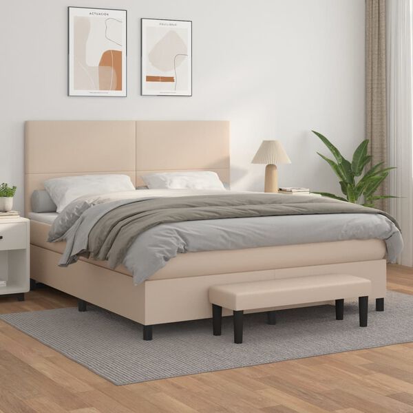 vidaXL Boxspringbett Matratze Cappuccino-Braun 160x200 cm Kunstleder