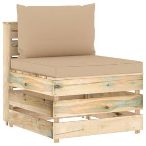vidaXL Modulares Mittelsofa mit Kissen Gr&uuml;n Impr&auml;gniertes Holz