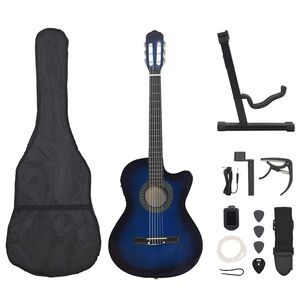 vidaXL 12-tlg. Western Gitarren-Set mit Equalizer und 6 Saiten Blau