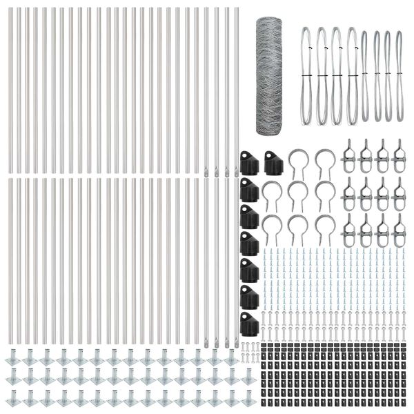 vidaXL Zaunpfosten Silber 100 x 0,4 m (50 mm Netz) Stahl