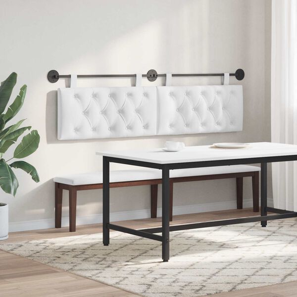 vidaXL H&auml;ngevorderseite Wandmontiert Wei&szlig; 190 x 55 x 7 cm Stoff