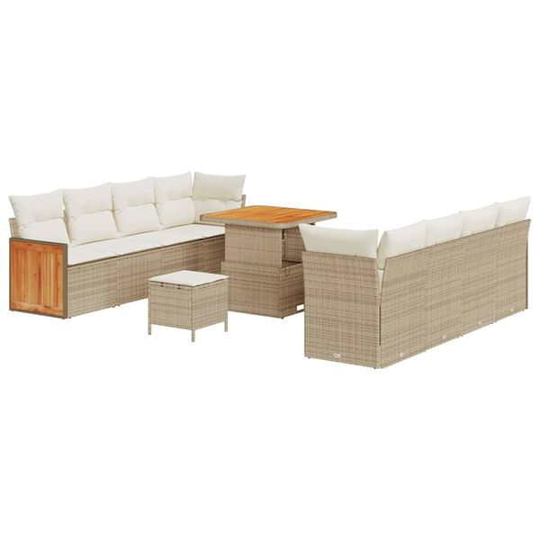 vidaXL Gartensofa-set mit Kissen 11 pcs Beige und Creme