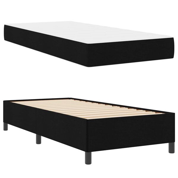 vidaXL Boxspringbett mit Matratze Schwarz 90 x 190 cm Stoff