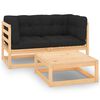 vidaXL 3-tlg. Garten-Lounge-Set mit Kissen Massivholz Kiefer