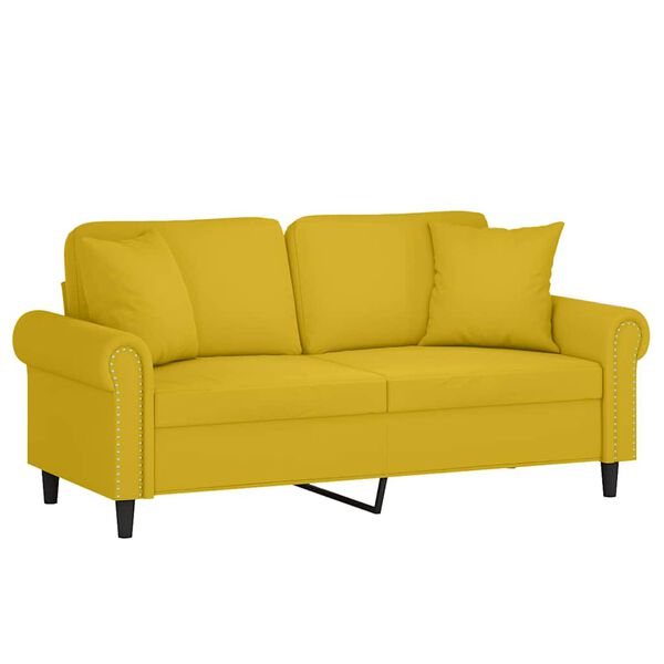 vidaXL 2-Sitzer-Sofa mit Zierkissen Gelb 140 cm Samt
