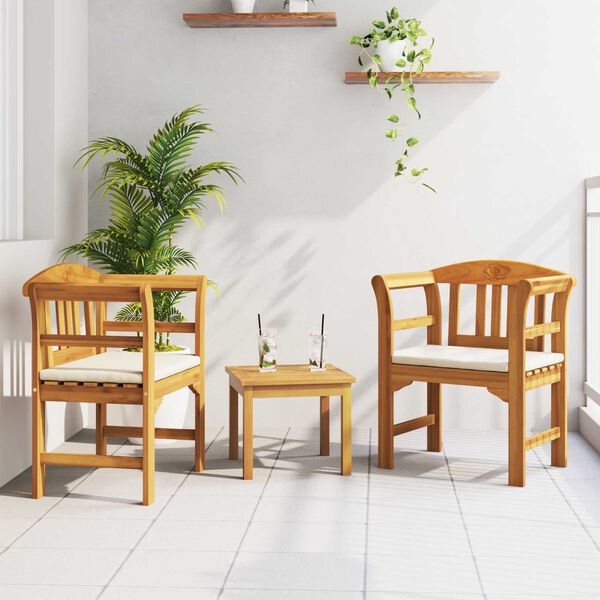 vidaXL Gartenrosen-Lounge-Set 3 pcs Natur Massivholz Akazie