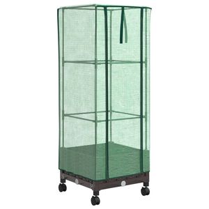 vidaXL Gartenplanter mit Gew&auml;chshausabdeckung und R&auml;dern Braun PP
