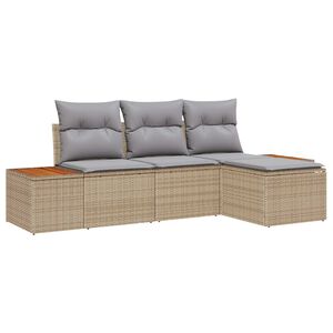 vidaXL Gartensofa-set mit Kissen mit Kissen 4 pcs Beige Poly-Rattan