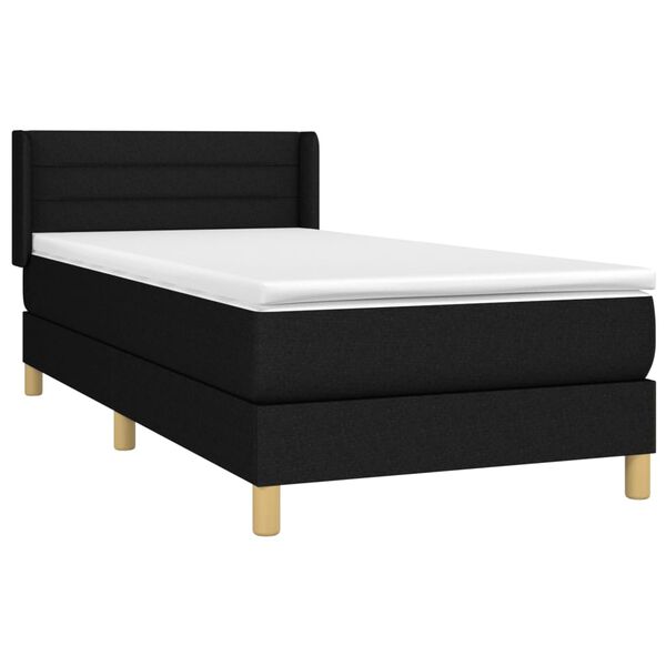 vidaXL Boxspringbett mit Matratze Schwarz 90x200 cm Stoff