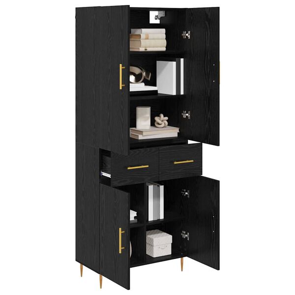 vidaXL Highboard Schwarz Eichen-Optik 69,5 x 34 x 180 cm Holzwerkstoff