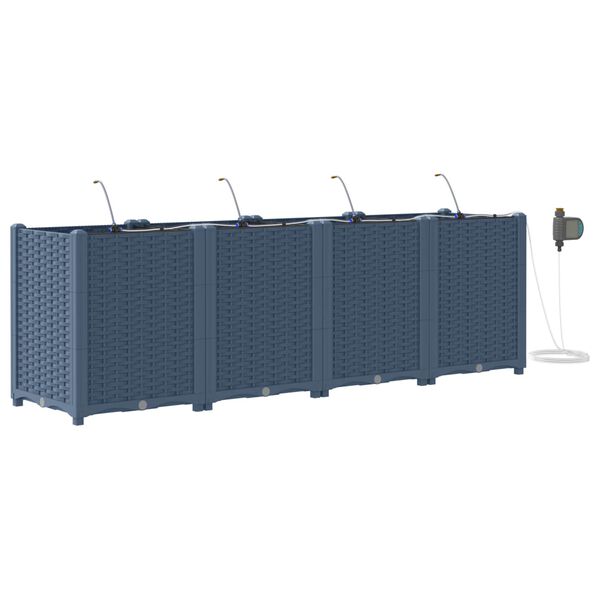 vidaXL Garten-Pflanzgef&auml;&szlig; 4 pcs Grau 160 x 40 x 52 cm Kunststoff