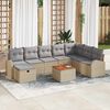 vidaXL Gartensofa-set mit Kissen mit Speicher 9 pcs Beige Poly Rattan