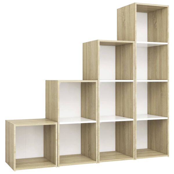 vidaXL 4-tlg. TV-Schrank-Set Wei&szlig; Sonoma-Eiche Holzwerkstoff