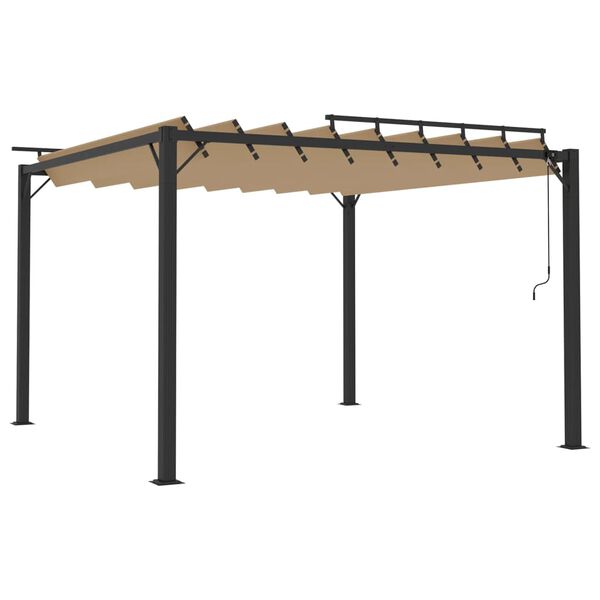 vidaXL Pergola mit Lamellendach 3x3 m Taupe Stoff und Aluminium