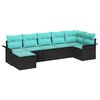 vidaXL Gartensofa-set mit Kissen 7 pcs Schwarz Poly-Rattan