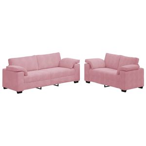 vidaXL 2-teiliges Sofa-Set mit Kissen, rosa Samt