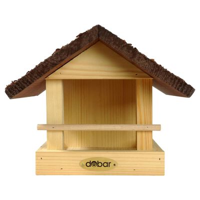 dobar Vogelfutterhaus in Hausform mit Rindendach Natur und Braun