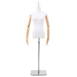 vidaXL Verstellbare Mannequin 165-213 cm mit Fu&szlig; Weiblich PP Wei&szlig;