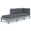 vidaXL 3-tlg. Garten-Lounge-Set mit Kissen Massivholz Kiefer