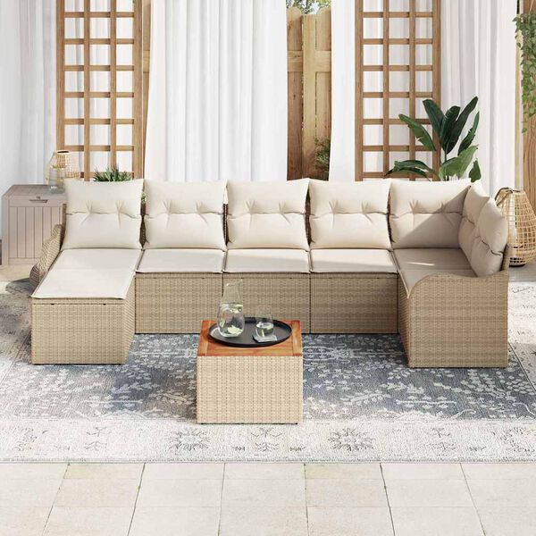 vidaXL Garten-Sofa-Set 8 pcs Beige Poly Rattan