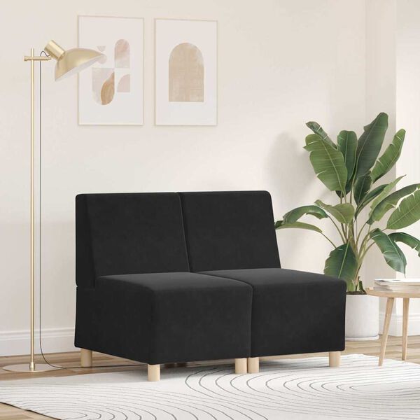 vidaXL Modulares Armfreies Sofa 2 pcs Schwarz 55 x 74 x 82 cm Samt