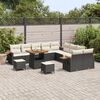 vidaXL Gartensofa-set mit Kissen 17 pcs Schwarz und Creme Poly-Rattan