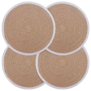 vidaXL Jute Platzsets 4 stk. Nat&uuml;rlich und Wei&szlig; 100% Tossa Jute
