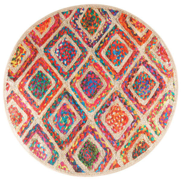 vidaXL Teppich Waschbar Mehrfarbig &Oslash; 120 cm Rutschfest
