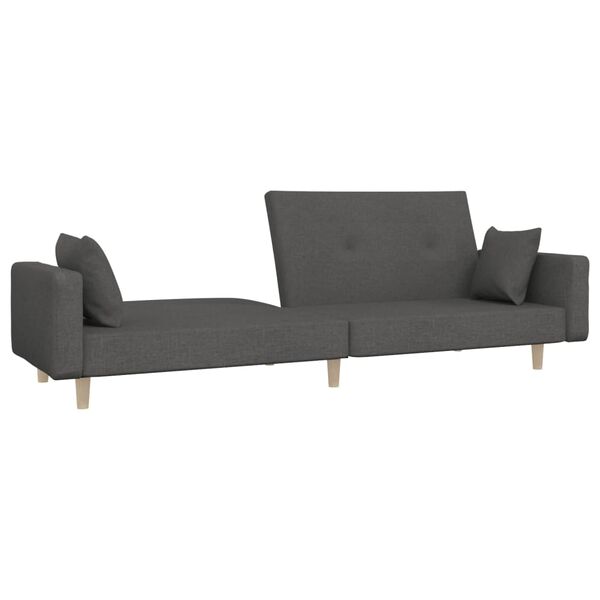 vidaXL Schlafsofa 2-Sitzer mit 2 Kissen Dunkelgrau Stoff