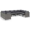 vidaXL 9-tlg. Garten-Lounge-Set mit Kissen Poly Rattan Grau