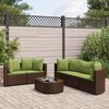vidaXL 6-tlg. Garten-Sofagarnitur mit Kissen Braun Poly Rattan