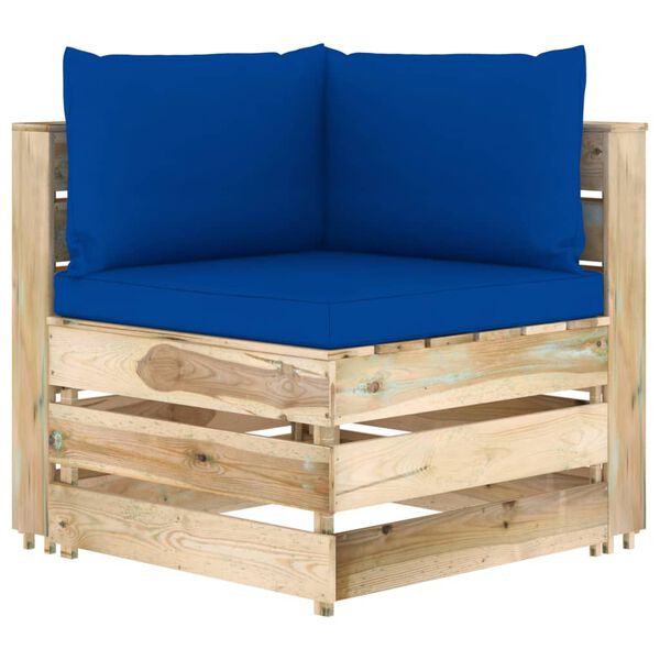 vidaXL 3-tlg. Garten-Lounge-Set mit Kissen Gr&uuml;n Impr&auml;gniertes Holz