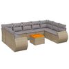 vidaXL 10-tlg. Garten-Sofagarnitur mit Kissen Beige Poly Rattan