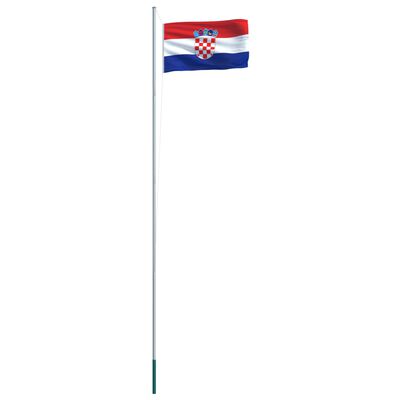 vidaXL Flagge Kroatiens und Mast Aluminium 6,2 m