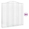 vidaXL Gabionen mit Hochbogen 4 Stk. 200x30x200/220cm Verzinktes Eisen