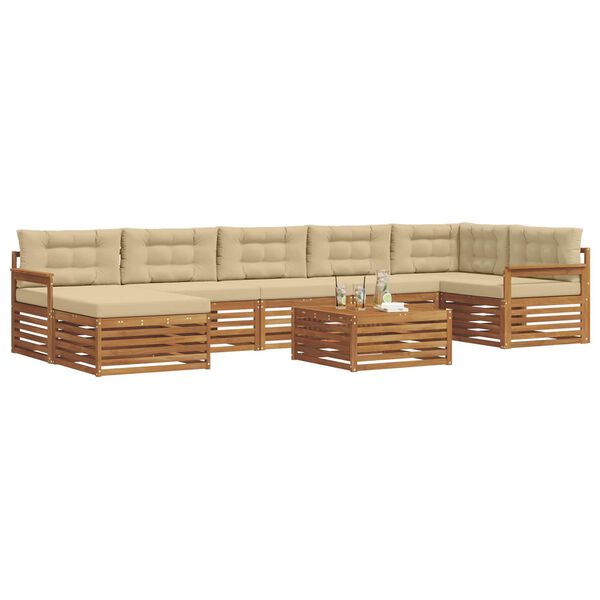 vidaXL Sofagarnituren 8 pcs Natur und Beige Massivholz Akazie