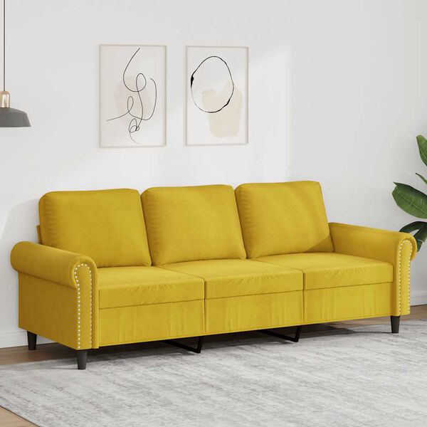 vidaXL 3-Sitzer-Sofa Gelb 180 cm Samt