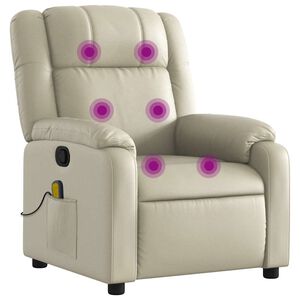 vidaXL Massagesessel mit Relaxfunktion, Kunstleder, Creme