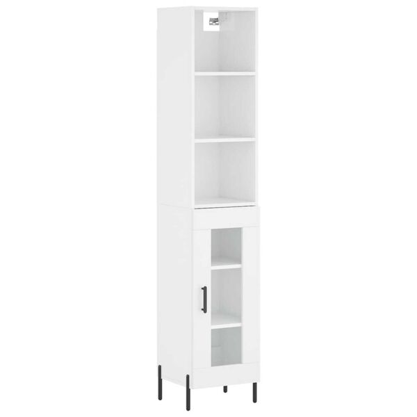 vidaXL Highboard Hochglanz-Wei&szlig; 34,5x34x180 cm Holzwerkstoff