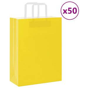vidaXL Papiertragetaschen 50 Stk. mit Henkeln Gelb 26x12x35 cm
