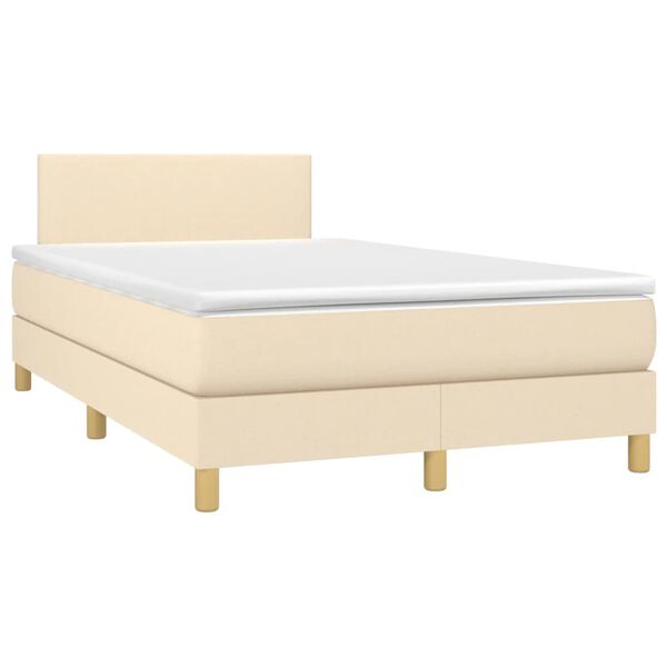 vidaXL Boxspringbett mit Matratze & LED Creme 120x190 cm Stoff