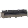vidaXL 4-tlg. Garten-Lounge-Set mit Kissen Grau Poly Rattan