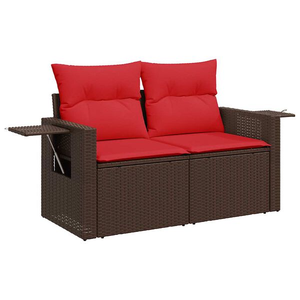 vidaXL 8-tlg. Garten-Sofagarnitur mit Kissen Braun Poly Rattan Akazie