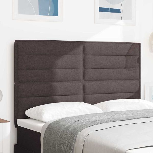 vidaXL LED Kopfteil mit LED-Lichtleisten Dunkelbraun 144 cm Polyester