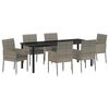 vidaXL Garten Essgruppe mit Kissen 7 pcs Grau Poly-Rattan