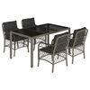 vidaXL 5-tlg. Garten-Essgruppe mit Kissen Grau Poly Rattan