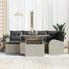 vidaXL Garten-Sofa-Set mit Speicher 7 pcs Hellgrau Poly Rattan