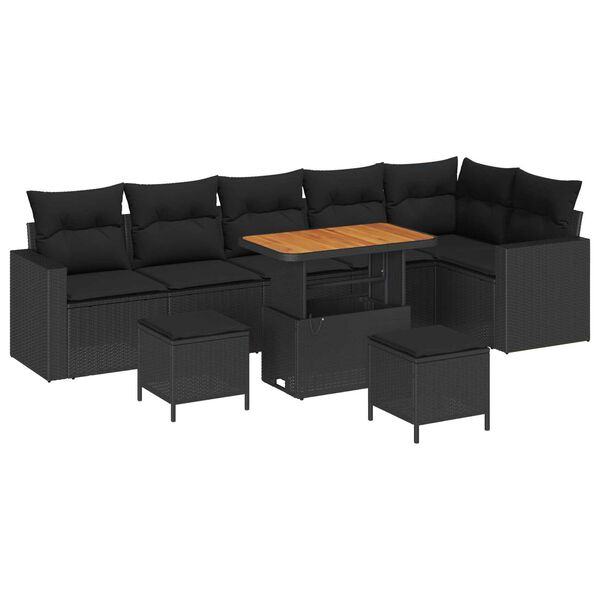 vidaXL Gartensofa-set 9 pcs Schwarz Poly-Rattan