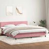 vidaXL Boxspringbett mit Matratze & LED Rosa 180x210 cm Samt