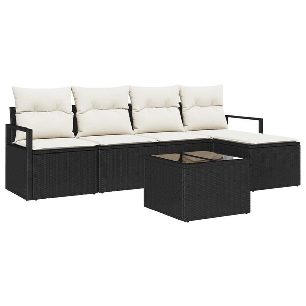vidaXL Sofa Set mit Kissen 6 pcs Braun und Creme Poly-Rattan